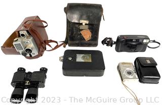 Vintage Cameras Including 8mm and Binoculars