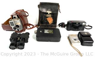 Vintage Cameras Including 8mm and Binoculars