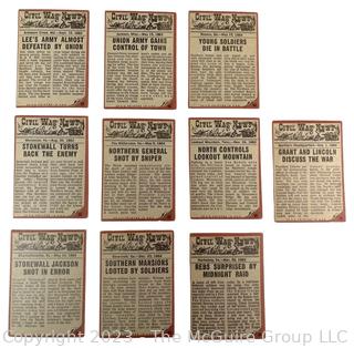 Set of Ten (10) 1962 Topps Civil War News Trading Cards