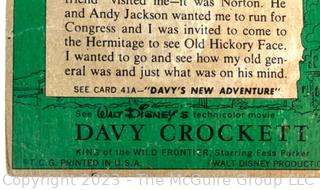 Set of Four (4) 1956 Walt Disney's Davy Crockett Topps Trading Cards 