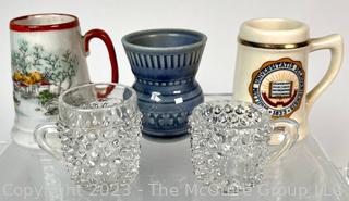 Collection of Vintage Miniature Souvenir Stoneware Beer Steins & Shot Glasses Including Hofbrauhaus