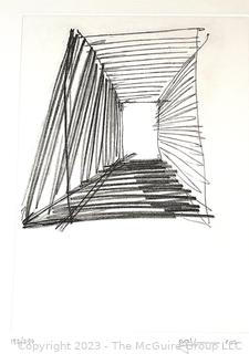 Etching on Paper Titled Perelman Building by Richard Gluckman for the Philadelphia Museum of Art, 2007.  14 1/2" x 19".