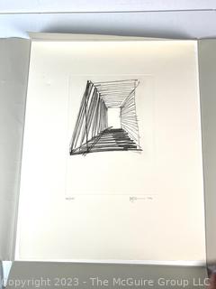 Etching on Paper Titled Perelman Building by Richard Gluckman for the Philadelphia Museum of Art, 2007.  14 1/2" x 19".