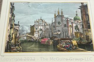 Framed Under Glass Print of Color Engraving By Rouargue of The Church of St Gio and Paolo in Venice. Measures 22.5 x 18.5"