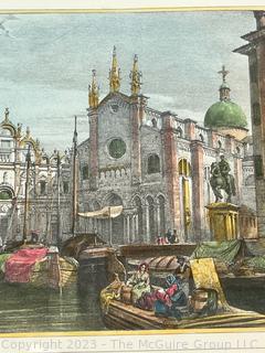 Framed Under Glass Print of Color Engraving By Rouargue of The Church of St Gio and Paolo in Venice. Measures 22.5 x 18.5"