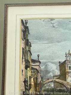 Framed Under Glass Print of Color Engraving By Rouargue of The Church of St Gio and Paolo in Venice. Measures 22.5 x 18.5"