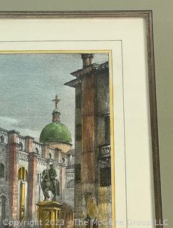 Framed Under Glass Print of Color Engraving By Rouargue of The Church of St Gio and Paolo in Venice. Measures 22.5 x 18.5"