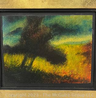 Floater Framed Oil On Board Original Landscape Signed by Artist Preston McCall (1951 - ). Measures 15.5 x 13.5"