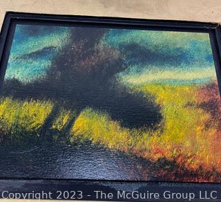 Floater Framed Oil On Board Original Landscape Signed by Artist Preston McCall (1951 - ). Measures 15.5 x 13.5"