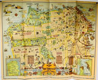 1927 Harrison Godwin Comic Pictorial Map of San Francisco, California.  27" x 33"