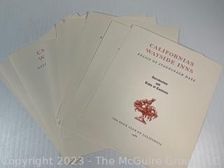 Set of Seven (7) Folders of Lithographic Views of California's Wayside Inns. Relics of Stagecoach Days Published by The Book Club of California 1988