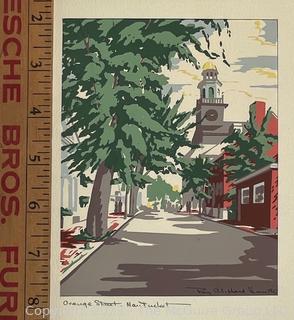 Unframed Serigraph of Orange Street Signed on Mat by Nantucket Artist Roy Clifford Smith.  8" x 10".