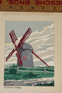 Unframed Serigraph of The Old Mill Signed on Mat by Nantucket Artist Roy Clifford Smith.  8" x 10".