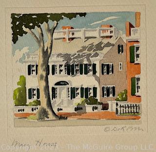 Unframed Serigraph of Macy House Signed on Mat by Nantucket Artist Roy Clifford Smith.  8" x 10".