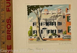 Unframed Serigraph of Macy House Signed on Mat by Nantucket Artist Roy Clifford Smith.  8" x 10".