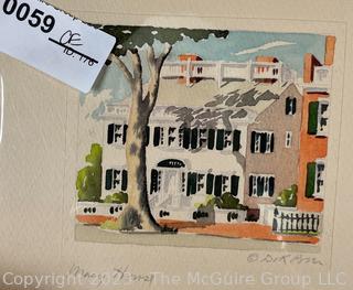 Unframed Serigraph of Macy House Signed on Mat by Nantucket Artist Roy Clifford Smith.  8" x 10".