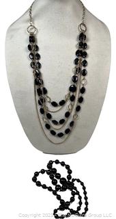 Two (2) Black Bead Costume Jewelry Necklaces