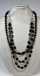 Two (2) Black Bead Costume Jewelry Necklaces