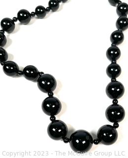 Two (2) Black Bead Costume Jewelry Necklaces