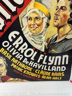 Movie Poster from 1948 Movie The Adventures of Robin Hood Starring Errol Flynn, Olivia De Havilland, Basil Rathbone and Claude Rains. 12" x 18"