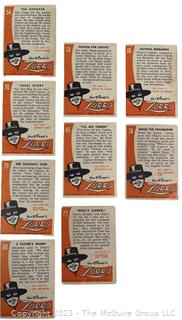 Set of Nine (9) 1958 Walt Disney's Zorro TV Series Topps Trading Cards 