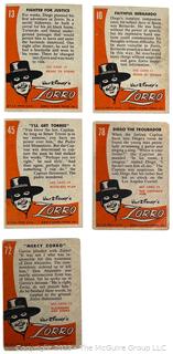 Set of Nine (9) 1958 Walt Disney's Zorro TV Series Topps Trading Cards 