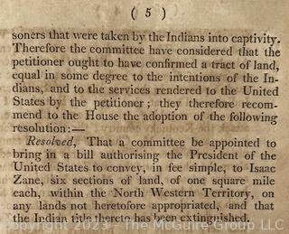 Report of the Committee to Whom Was Referred, on the 7th Instant, The Petition of Isaac Zane. January 1802