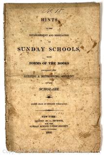 Hints on The Establishment and Regulation Of Sunday Schools Published 1816