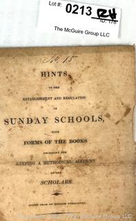 Hints on The Establishment and Regulation Of Sunday Schools Published 1816