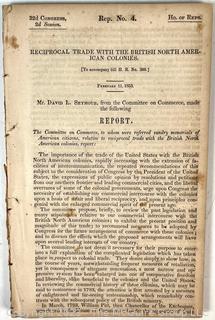 Reciprocal Trade with the British North American Colonies House of Representatives 1853