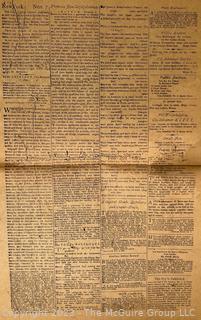 The New-York Morning Post Dated November 7, 1783, Vol. III, Numb. 155,  Includes George Washington's Farewell to The Army.