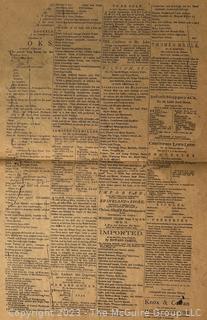 The New-York Morning Post Dated November 7, 1783, Vol. III, Numb. 155,  Includes George Washington's Farewell to The Army.