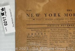 The New-York Morning Post Dated November 7, 1783, Vol. III, Numb. 155,  Includes George Washington's Farewell to The Army.