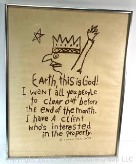 Framed Under Glass Earth This Is God! Eviction Notice Poster