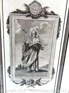 Framed Under Glass Black & White Etching of St Philip, 1788 