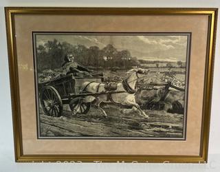 Framed Under Glass Black & White Etching Titled "Remembered" by John Sargent Noble 1877