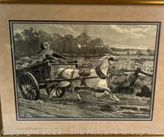 Framed Under Glass Black & White Etching Titled "Remembered" by John Sargent Noble 1877