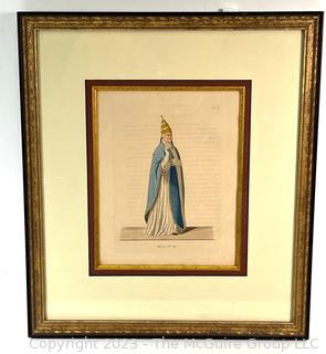 Framed Under Glass Color Etching of  Vatican Costume Plate 29 Bonnard Mercuri 1860 