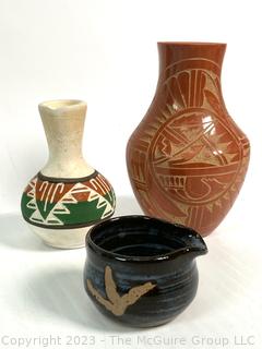 Three (3) Pieces of Native American Signed Pottery Including Georgia Vigil (Toya) Jemez 