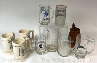 Collection of Vintage Souvenir Beer Steins Including Coney Island, The Senators and the Nationals