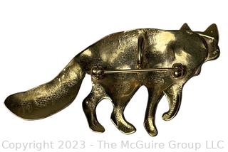 Fox Yellow Gold Brooch Signed by Jewelry Artist Courtney Peterson. Tests 14kt. Weighs 6.5g