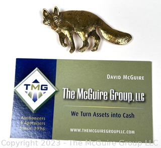 Fox Yellow Gold Brooch Signed by Jewelry Artist Courtney Peterson. Tests 14kt. Weighs 6.5g