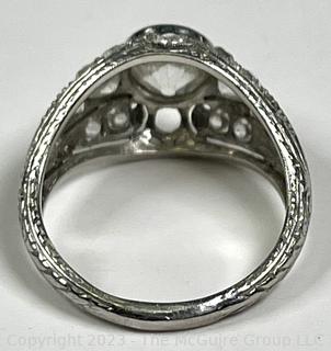 Art Deco Platinum Ring with Diamonds. Missing Stone. 3.8g total weight 