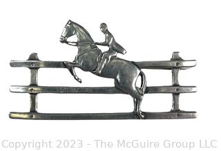 Horse Jumper on the Fence Sterling Silver & Pewter Equestrian Brooch 