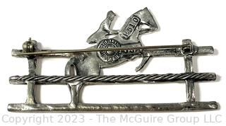 Horse Jumper on the Fence Sterling Silver & Pewter Equestrian Brooch 