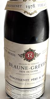 Beaune-Greves Tête de Cuvée 1978 2 Bottles (Label off One) Local Pickup Only