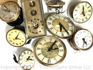 Assortment of Vintage Desk, Travel and Alarm Clocks