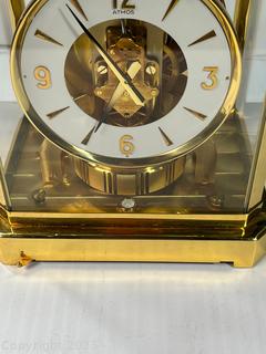 Circa 1977 ATMOS Jaeger Le Coultre Brass Clock with Glass Matching Case. SN 467393 Swiss. 