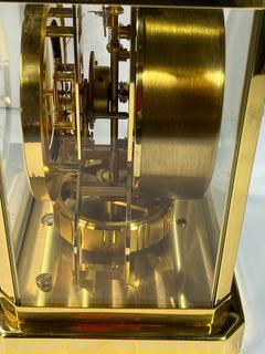 Circa 1977 ATMOS Jaeger Le Coultre Brass Clock with Glass Matching Case. SN 467393 Swiss. 