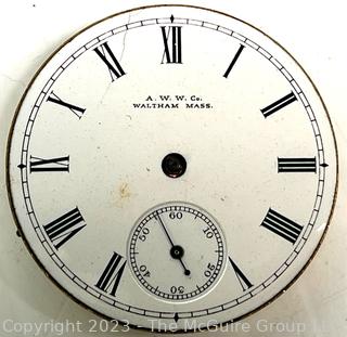 (3) Enamel Pocket Watch Faces, 2 with movements: SN's 3196589 and 7879532